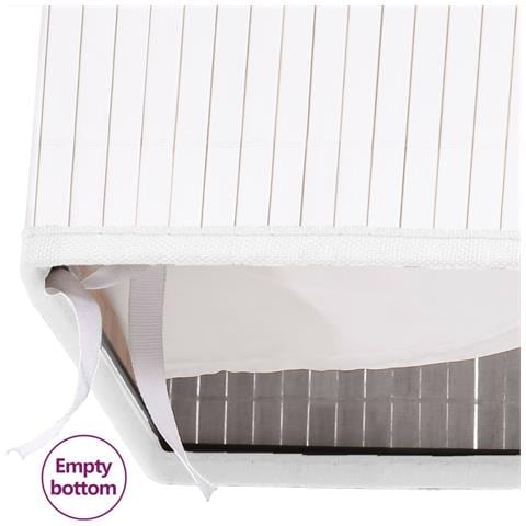 Cesto Portabiancheria In Bambù A Sezione Singola Bianco 83 L - Foto 8