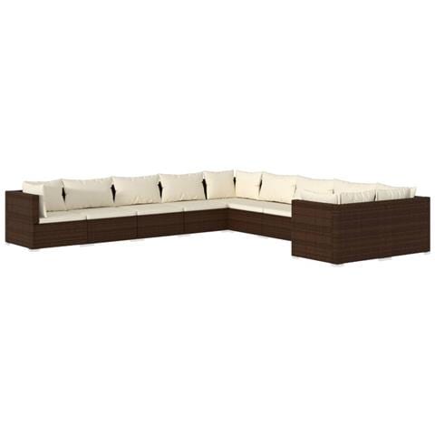Lusso Casadino - Set Divani Da Giardino 10 Pz Con Cuscini In Polyrattan Marrone - Foto 1