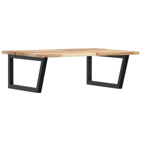 Ripiano A Parete Per Lavabo In Acciaio E Massello Di Acacia - Foto 1