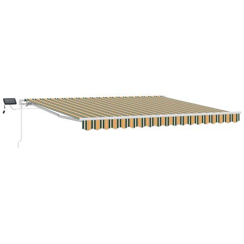 Tenda Manuale Retrattile  con LED Verde e Giallo 400x350 cm, Tessuto di Ricambio per Tenda  per telaio 4x3.5 m Verde e Giallo - Foto 1