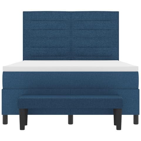 Letto a Molle con Materasso e Panchina Blu 140x200 cm Tessuto - Foto 9