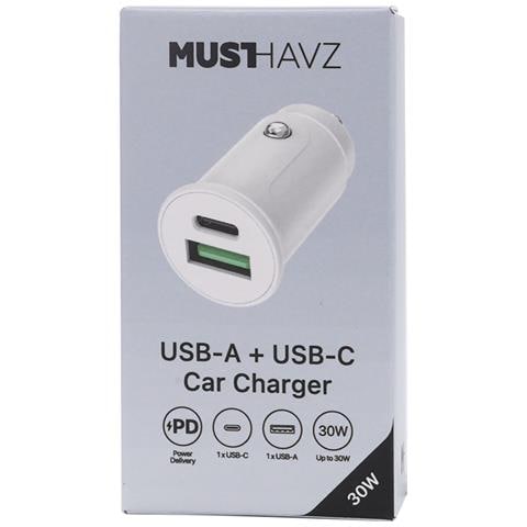 Caricabatterie Da Auto Usb-a 12 W / Usb-c 30 W Compatibile Con Power Delivery, Bianco - Foto 4