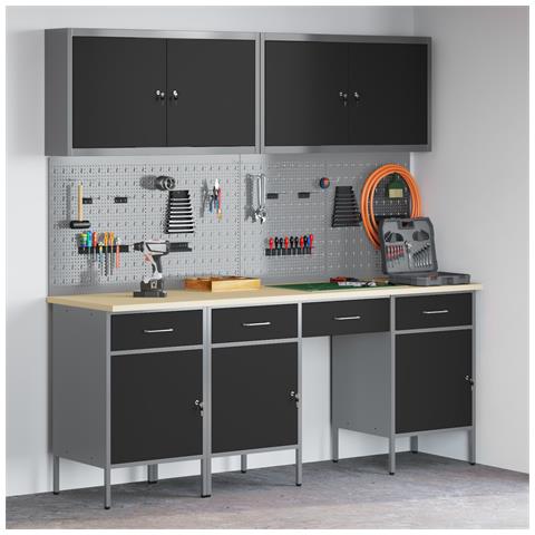 Set da banco da lavoro in 10 pezzi Acciaio nero - Foto 2