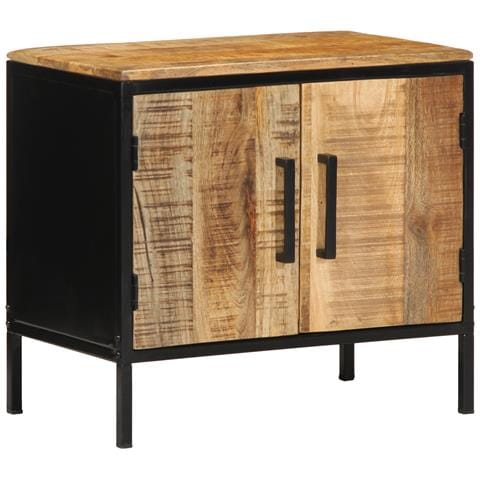 Comodino 50x30x45 cm Legno Massello di Mango Grezzo - Foto 1