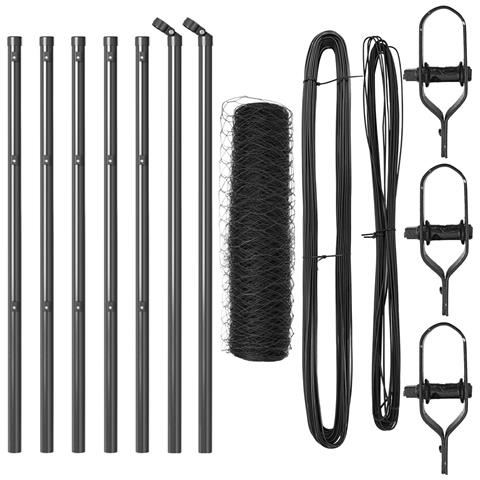 Recinzione esagonale  Grigia 0,8x10 m in Acciaio, Pali per Recinzione  7 pz Grigi Ø32 mm 120 cm in Acciaio Galvanizzato - Foto 1