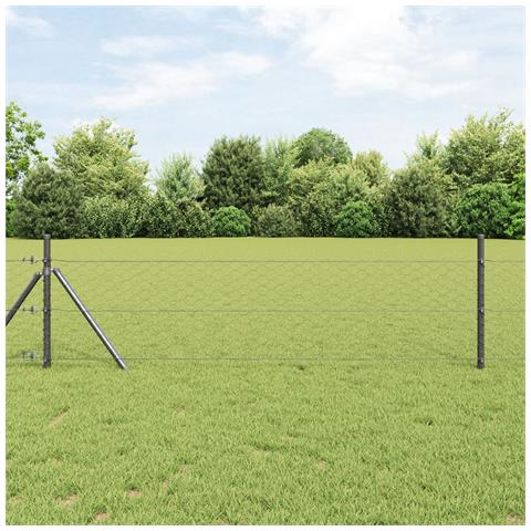 Recinzione esagonale  Grigia 0,8x10 m in Acciaio, Pali per Recinzione  7 pz Grigi Ø32 mm 120 cm in Acciaio Galvanizzato - Foto 2