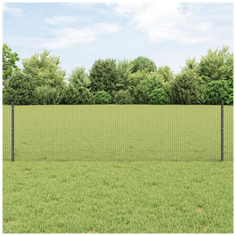 Recinzione in Rete Saldato con 22 Pali U Grigi 0.6x50 m Acciaio - Foto 2