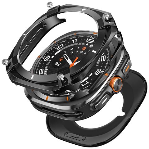 Custodia Protettiva In Metallo Cyber Compatibile Con Samsung Galaxy Watch7 Ultra - Design Intagliato E Resistente In Zinco E Pc Black - Foto 2