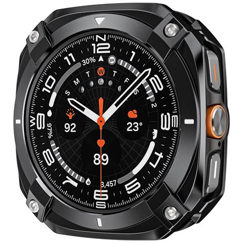 Custodia Protettiva In Metallo Cyber Compatibile Con Samsung Galaxy Watch7 Ultra - Design Intagliato E Resistente In Zinco E Pc Black - Foto 5