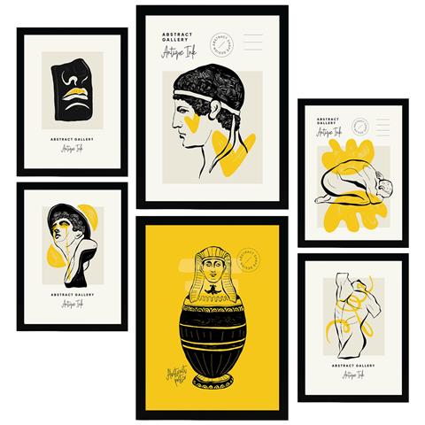 Set Di 6 Stampe Stampe Ispirate Alla Mitologia Greca E Al Culto Del Corpo Con Inchiostro Nero Per L'interior Design A3 & A4 Senza Cornice - Foto 1