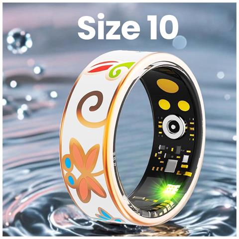 Anello Intelligente Taglia 10 Modello Phoenix Con Motivo Floreale E Custodia Di Ricarica - Foto 2