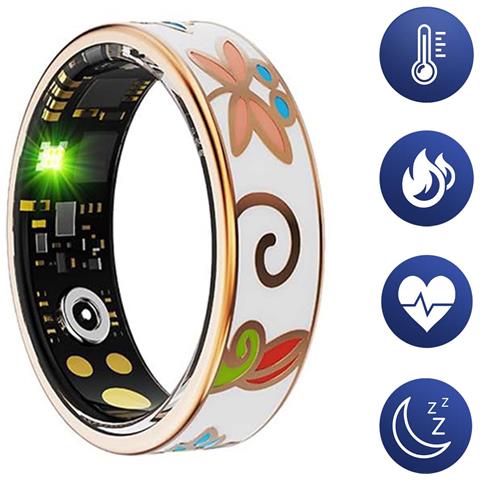 Anello Intelligente Taglia 10 Modello Phoenix Con Motivo Floreale E Custodia Di Ricarica - Foto 4