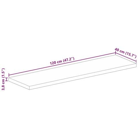 Piano per Tavolo 120x40x3,8cm Rettangolare Legno Massello Mango - Foto 9