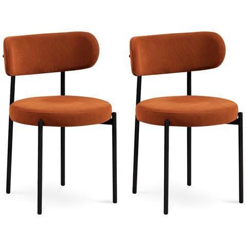 Set Di 2 Sedie Moderne In Velluto A Coste Color Terracotta Iris - Foto 1