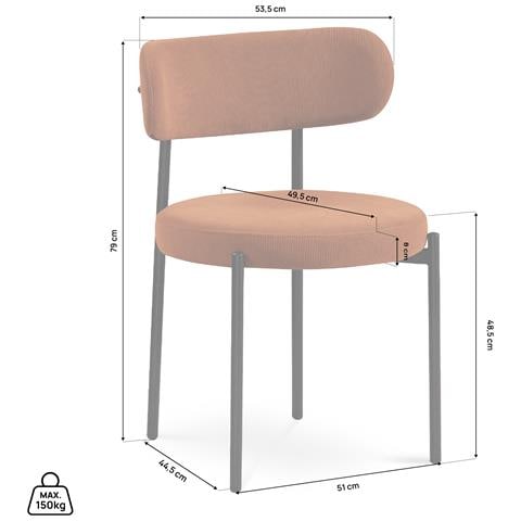 Set Di 2 Sedie Moderne In Velluto A Coste Color Terracotta Iris - Foto 8