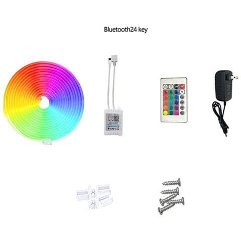 Striscia Luminosa Neon Rgb Da 10 Metri Con Telecomando Bluetooth A 24 Tasti, Spina Ue E Clip Di Montaggio - Foto 1
