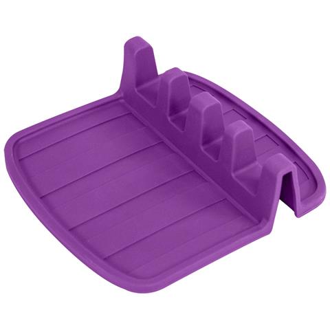 Porta Cucchiaio Compatto In Silicone Antiscivolo 15x14 Cm, Viola - Foto 5