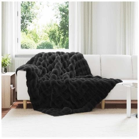 Coperta antiscivolo in finta di coniglio Olite Nero Poliestere - Foto 2