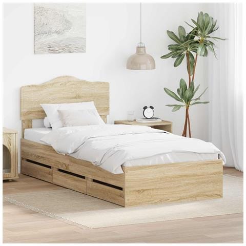 Struttura del letto con cassetto Rovere Sonoma 75 x 190 cm - Foto 2