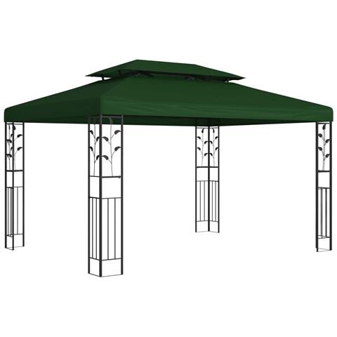 Gazebo 3,97 x 2,96 x 2,68 m Verde Poliestere e Acciaio - Foto 1