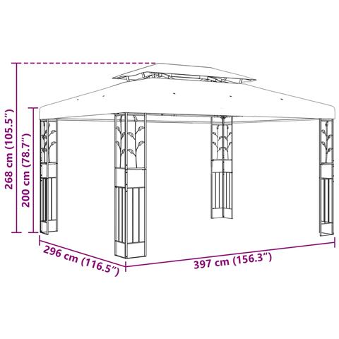 Gazebo 3,97 x 2,96 x 2,68 m Verde Poliestere e Acciaio - Foto 7