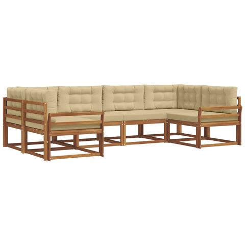 Set di divani da esterno con cuscino 6 pcs Naturale e Beige - Foto 1