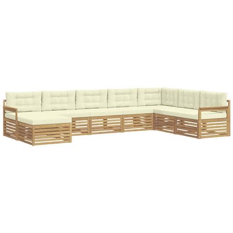 Set di divani da esterno con cuscino 8 pcs Bianco e Crema - Foto 1