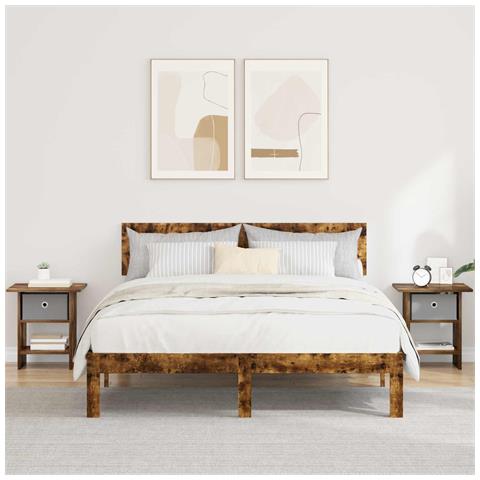 Comodino 2 pcs Rovere fumé 41 x 40 x 45 cm Legno multistrato - Foto 2