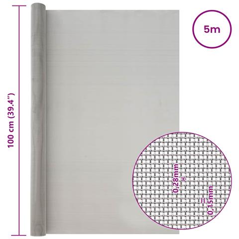 Rete per schermatura 100 x 500 cm 60 Mesh Argento - Foto 7