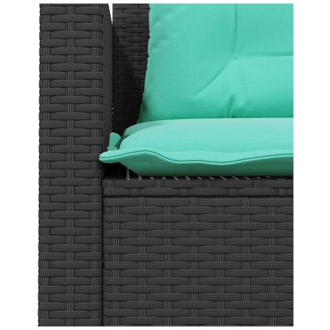 Divano da giardino con Tavolino e cuscini a forma di L in Polyrattan Nero - Foto 9