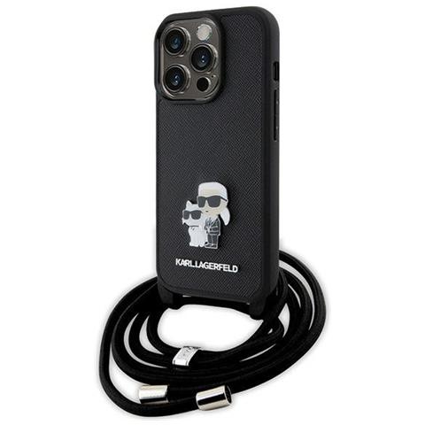 Custodia Karl Lagerfeld Crossbody Saffiano Metal Pin Karl&choupette Per Iphone 15 Pro - Foto - Foto 1