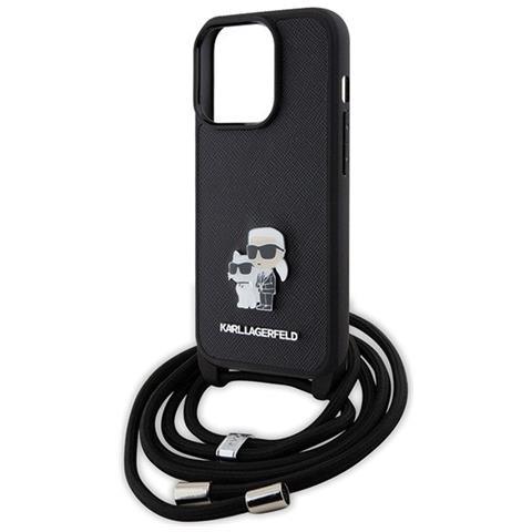 Custodia Karl Lagerfeld Crossbody Saffiano Metal Pin Karl&choupette Per Iphone 15 Pro - Foto - Foto 5