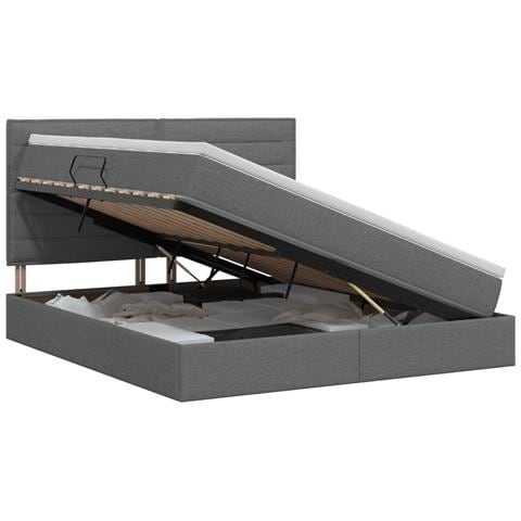 Letto con contenitore e materasso Grigio Scuro 140 x 200 cm - Foto 1