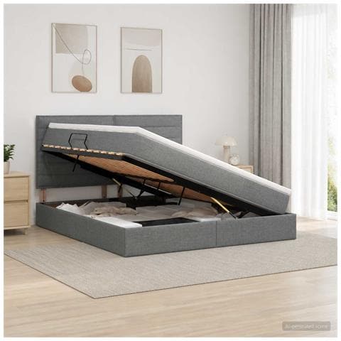 Letto con contenitore e materasso Grigio Scuro 140 x 200 cm - Foto 2