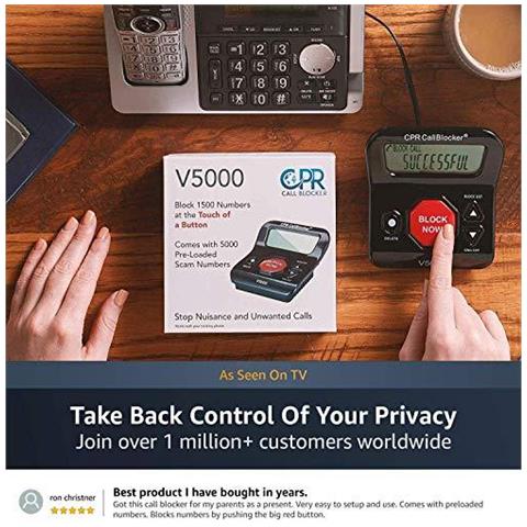 Cpr V5000 Call Blocker Per I Telefoni Di Rete Fissa - Pre-caricato Con 5000 Note Numeri Scam Molesti - Block Altri 1500 Numeri Con Un Semplice Tocco Di Un Pulsante - Foto 4