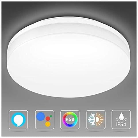 Soffitto Smart d 15w 1250lm App O Voice Control Colori Ambiance Ip54 Impermeabi Compatibi Con Axa E Goog Casa No Hub Required (2.4ghz Wifi 15 W Rgb Bianco (2700k-6500k) - Foto 1