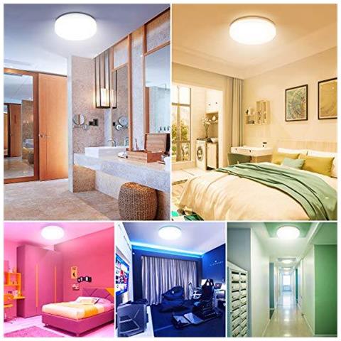 Soffitto Smart d 15w 1250lm App O Voice Control Colori Ambiance Ip54 Impermeabi Compatibi Con Axa E Goog Casa No Hub Required (2.4ghz Wifi 15 W Rgb Bianco (2700k-6500k) - Foto 4