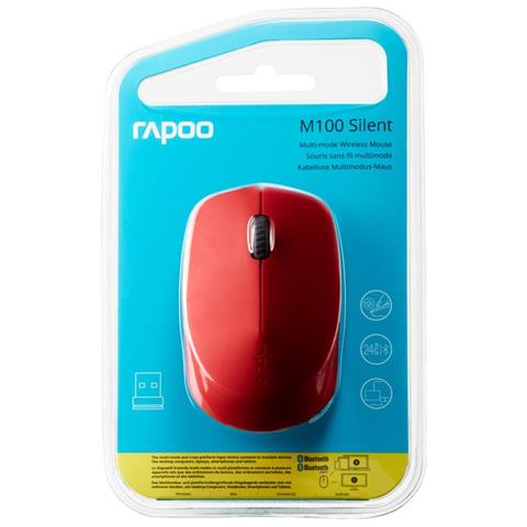 Mouse M100 Silent Ottico 3 Tasti 1000 DPI Colore Rosso - Foto 4