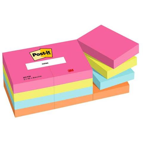 Post-it Poptimistic Blocchetto Con 100 Fogli 38x51 Mm Colori Assortiti Conf 12 Pz. - Foto 1