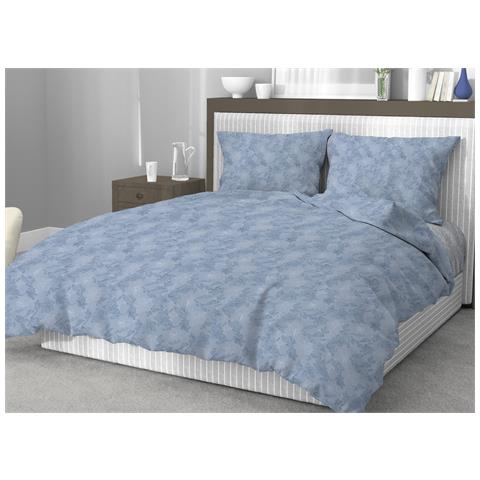 Sacco Copripiumino In 100% Cotone Made Italy Disegno Moderno Lily Vari Colori Matrimoniale Blu - Foto 5