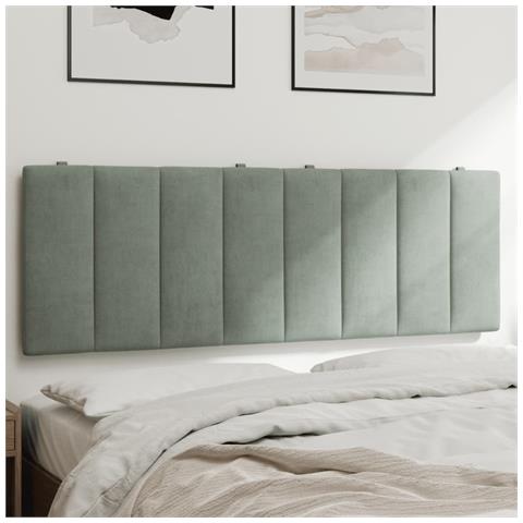 Cuscino Testiera Grigio Chiaro 120 Cm In Velluto - Foto 1