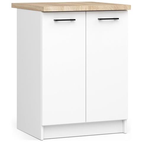 Mobile cucina modulare con piano di lavoro OLIWIA, 2 ante, 60x46x85 cm, Colore Bianco - Foto 1