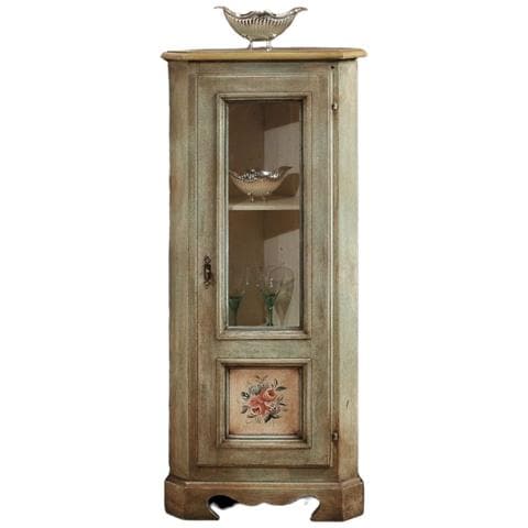 Mobile Angolo In Legno 2 Porte Arte Povera Tinta Noce L. 55 X 55 H. 185 - Foto 1