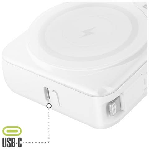 Caricatore Esterno Magsafe 10000mah Cavi Usb-c E Lightning Per Iphone, Bianco - Foto 5