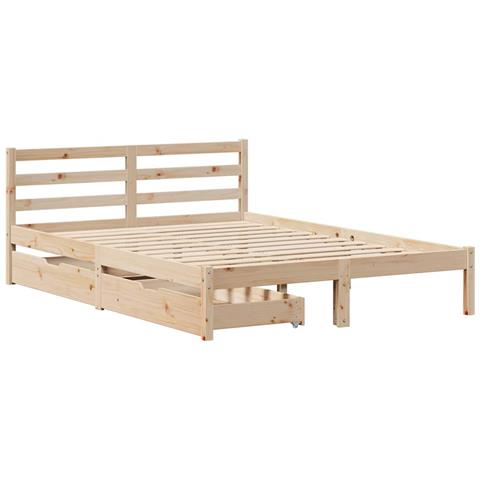 Letto senza Materasso 140x200 cm in Legno Massello di Pino - Foto 2