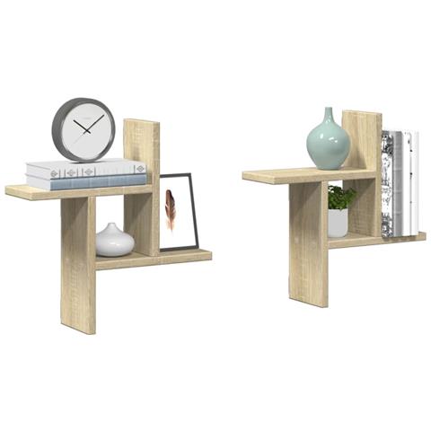 Mensole Parete 2pz Rovere Sonoma 38x12x38 Cm In Truciolato - Foto 1