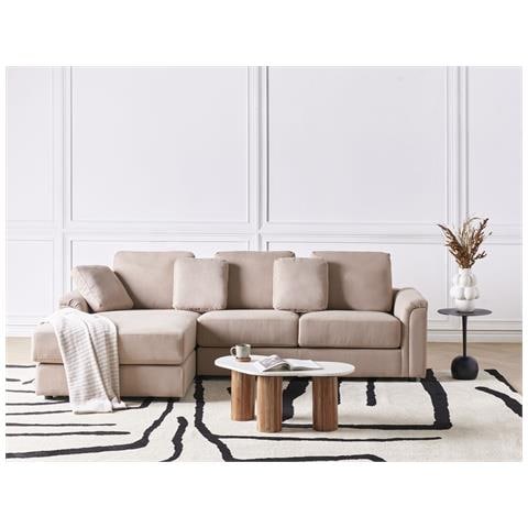 Divano Angolare 4 Posti Kohlo Tessuto Tortora Lato Destro - Foto 1