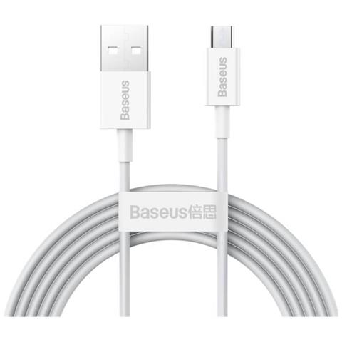 Cavo Di Ricarica E Trasferimento Usb-microusb 2a 2m, Bianco - Foto 1