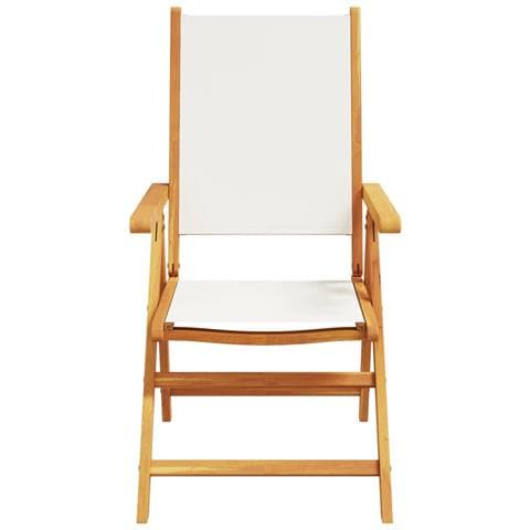 Sedie da Giardino Reclinabili 6pz Bianco Crema Tessuto e Legno - Foto 2