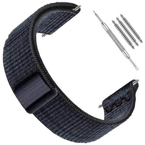 Cinturino Per Orologio In Nylon Compatibile Con Garmin 22 Mm - Forerunner 245/255/265m Black+blue - Foto 2